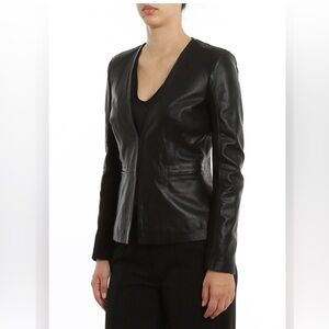 DKNY 100% Soft Lambskin Black Leather Blazer Small